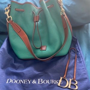 Donney and Burke Turquoise Pebble Grain Drawstring Bucket Bag